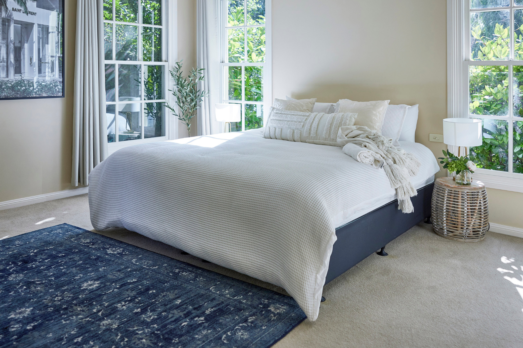 Professional photo of guest-ready bedroom in short-term rental