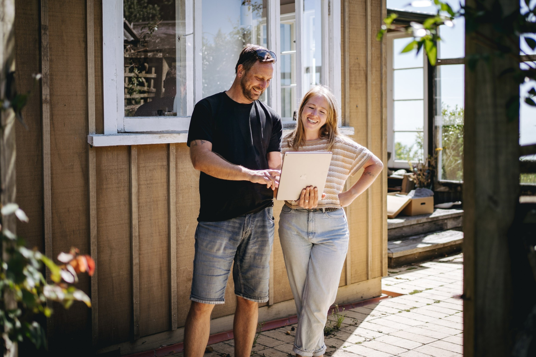 removalist standing with woman