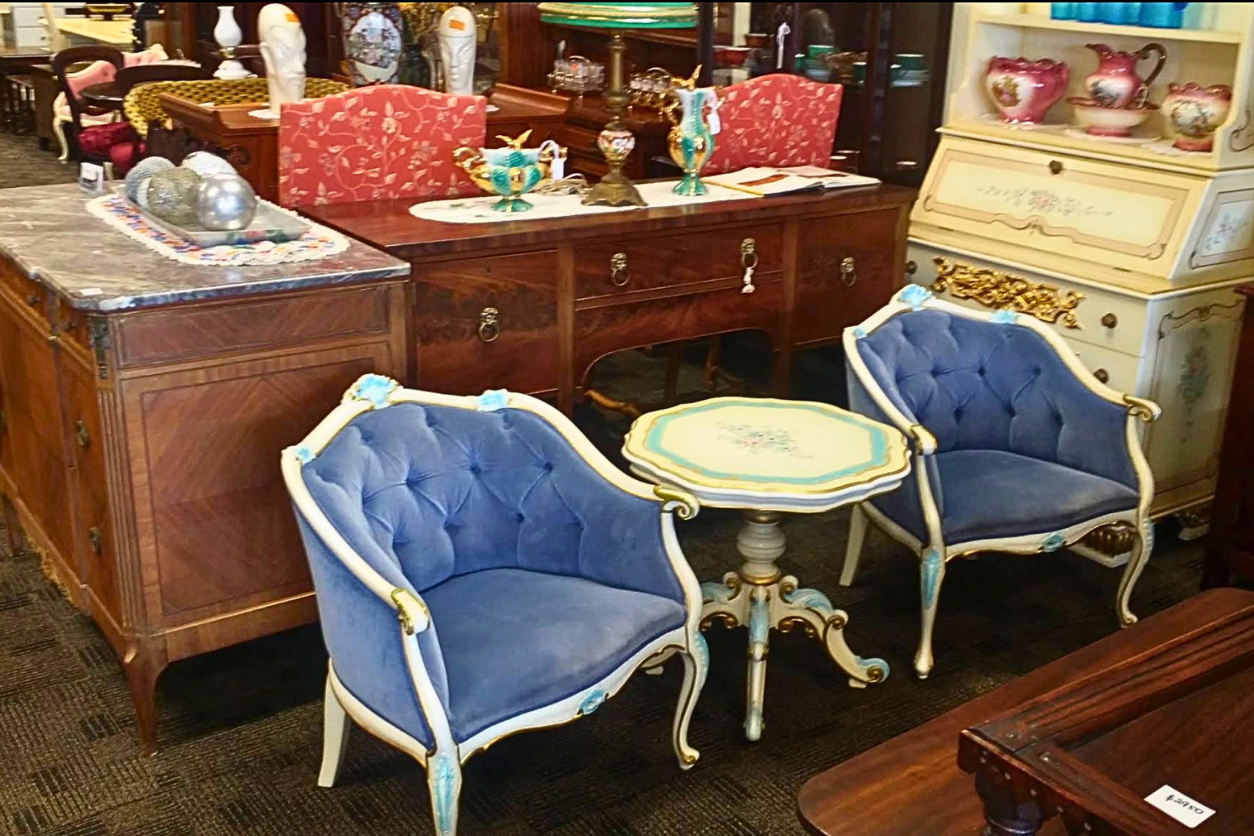 second hand store with arm chairs