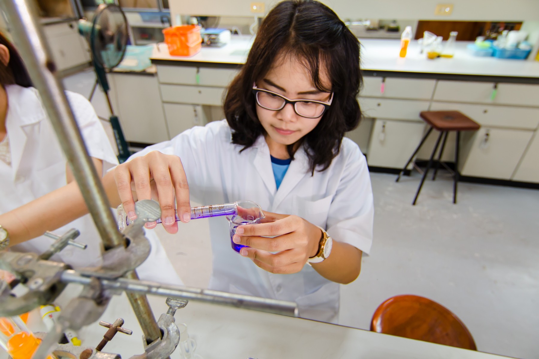 high school student in science class