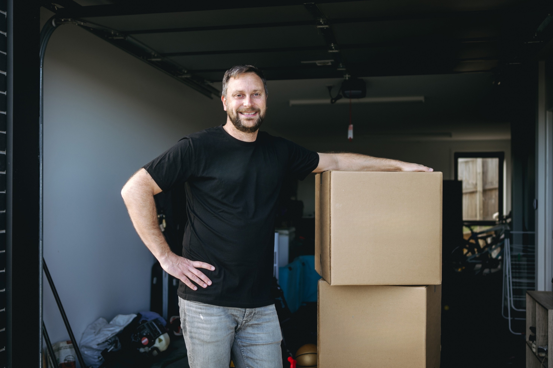 removalist standing near boxes