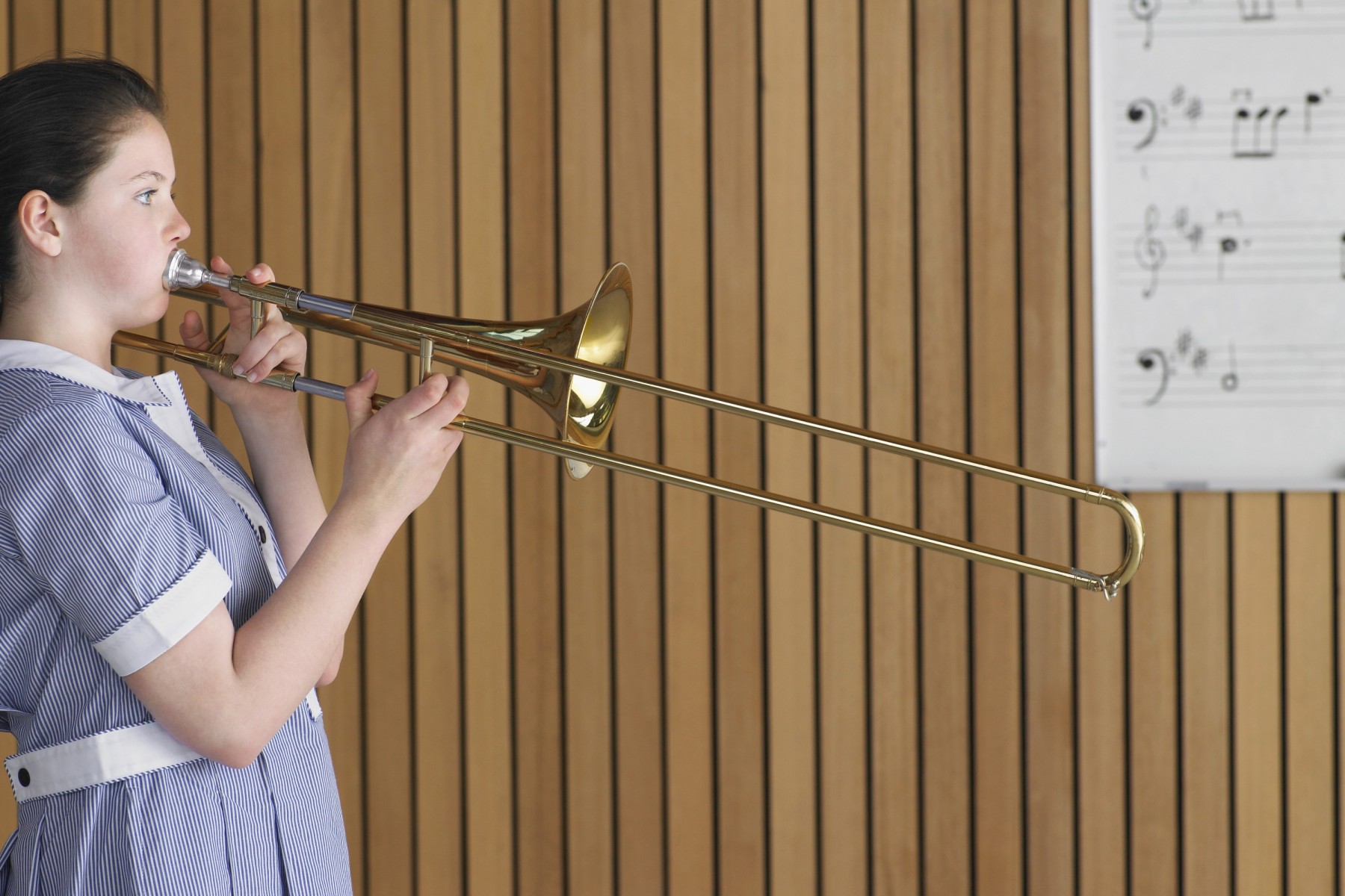 high school student with trumpet