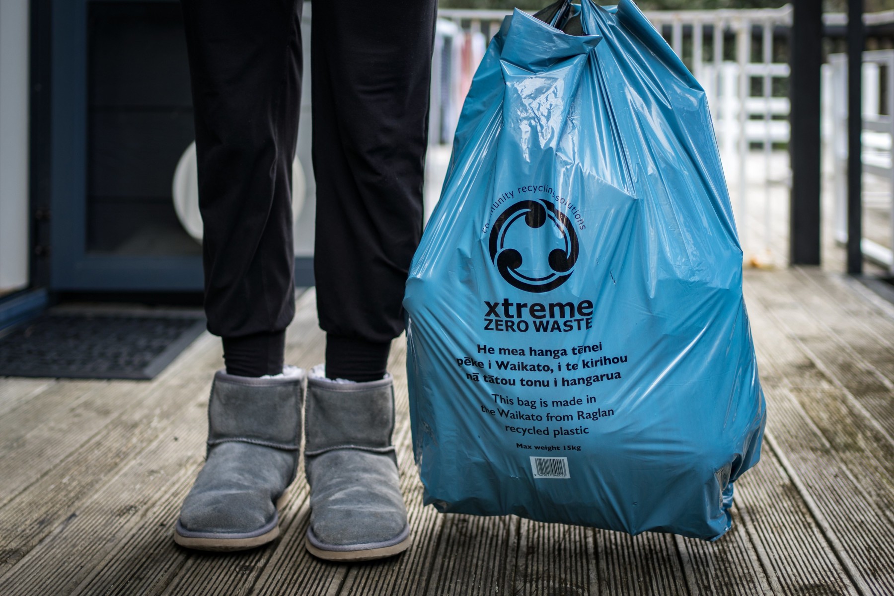 Person disposing of waste during moving process