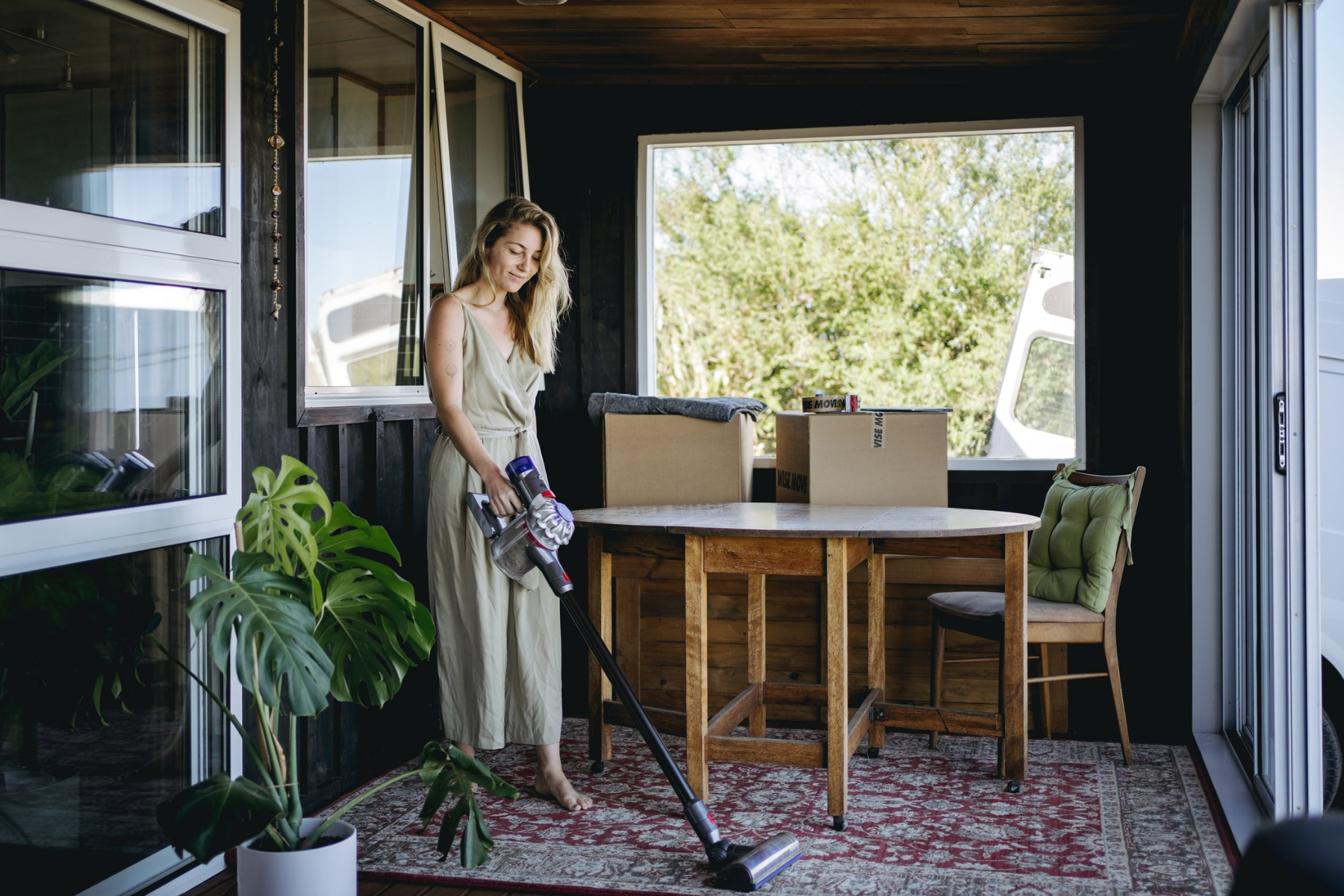 woman with vacuum cleaner
