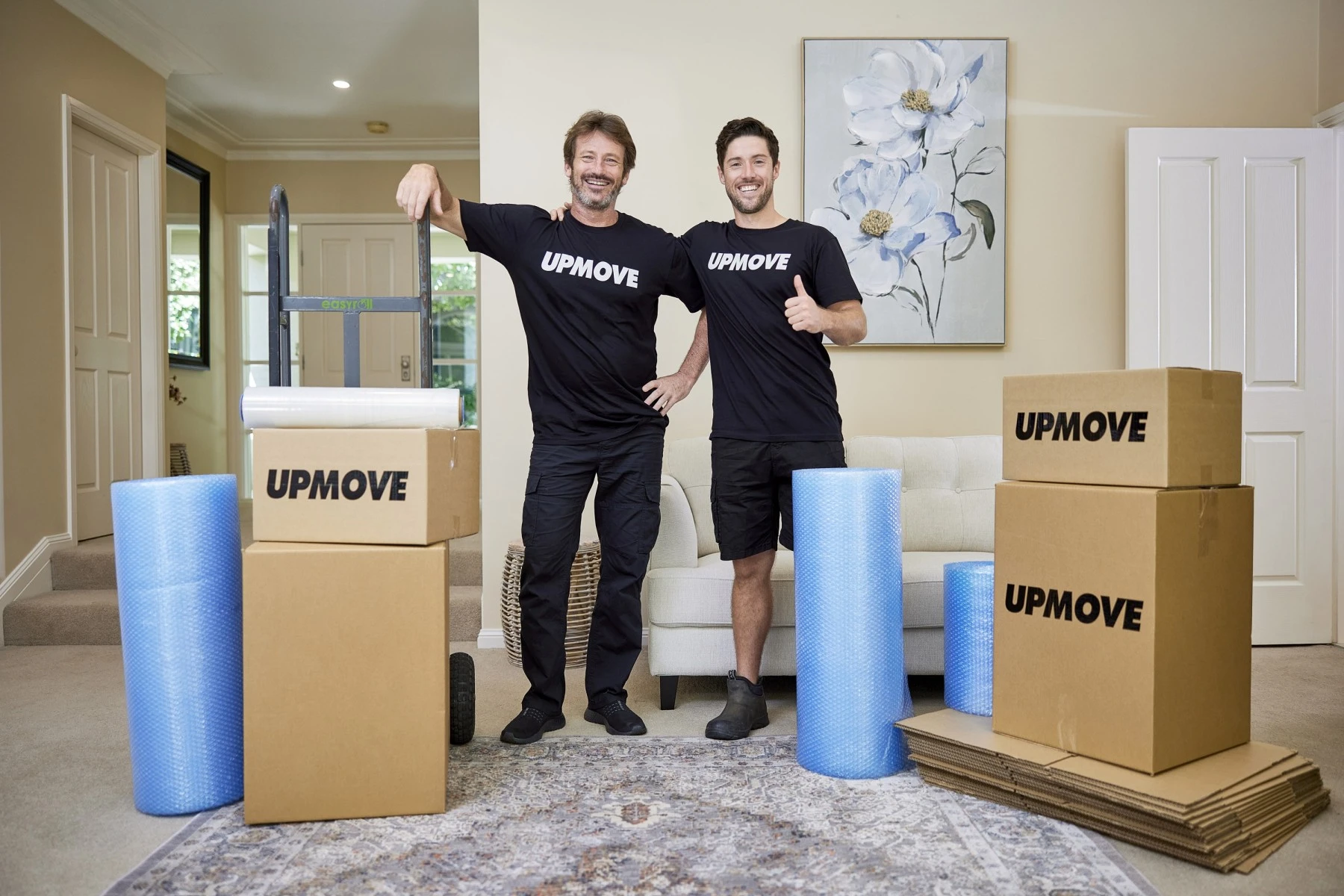 removalists with moving boxes