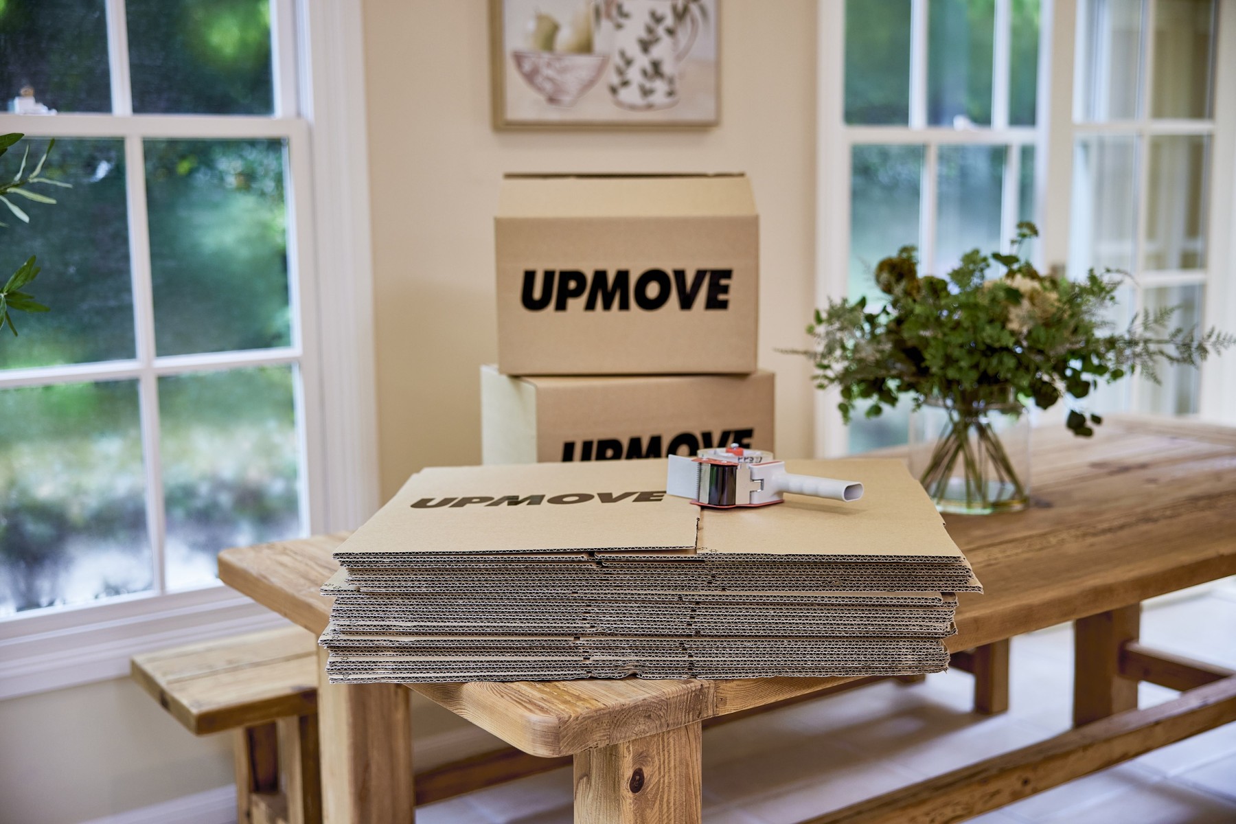 cardboard boxes and packing tape