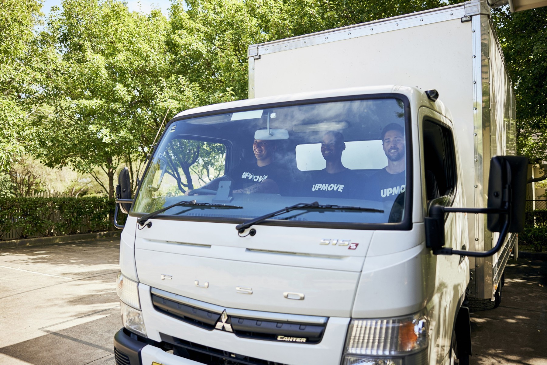 Moving truck parked outside home with parking access fee on moving day