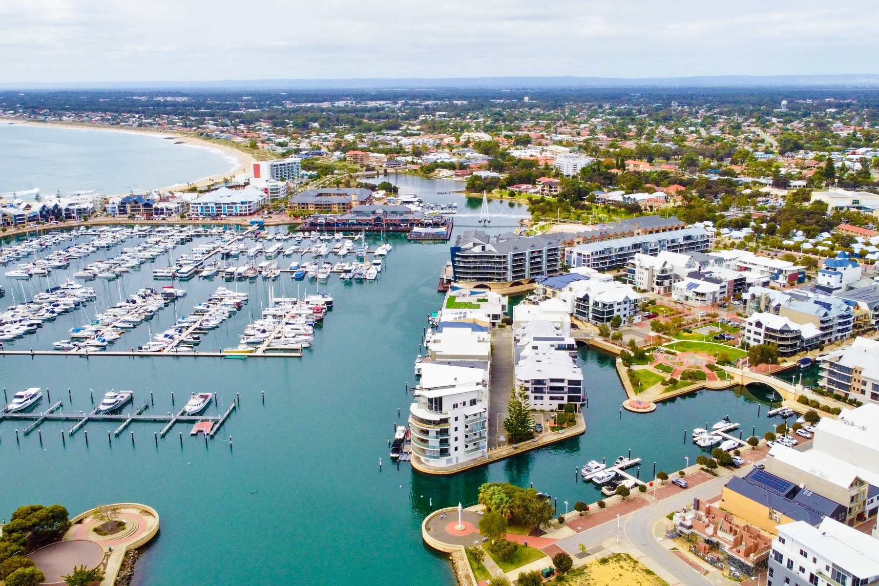 View of Mandurah marina, ideal for coastal retirement in Perth