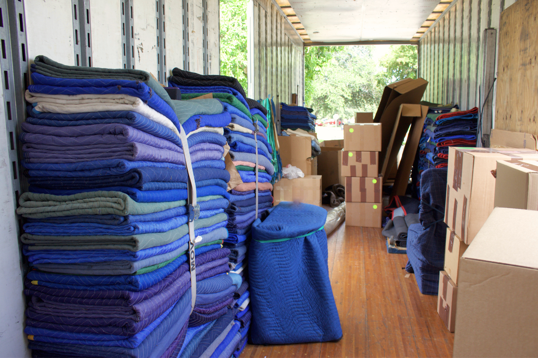blankets inside removalist truck