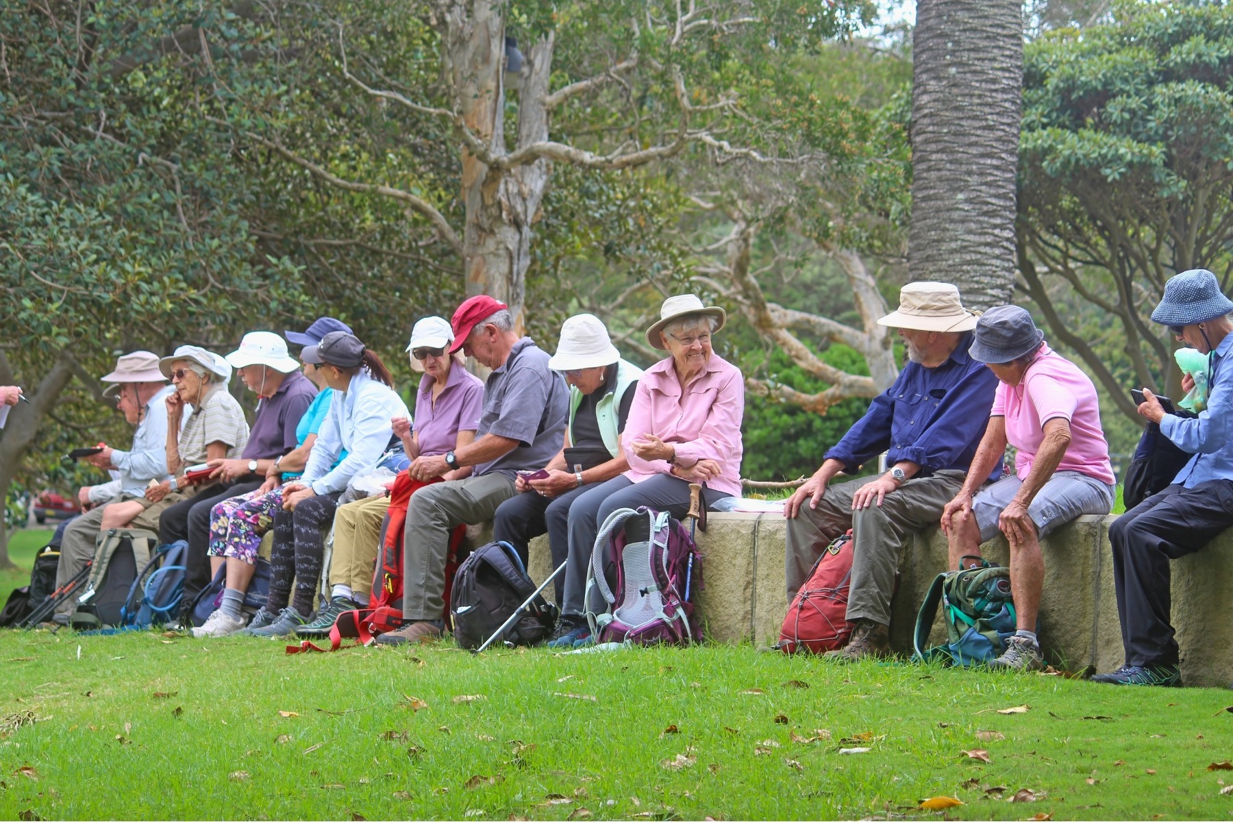 A group of seniors enjoying a day trip out together in Sydney